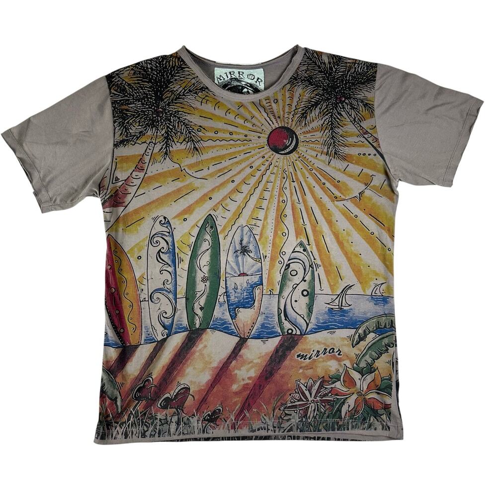 Y2K Vintage Mirror Brand T-shirt surf-themed mural XL